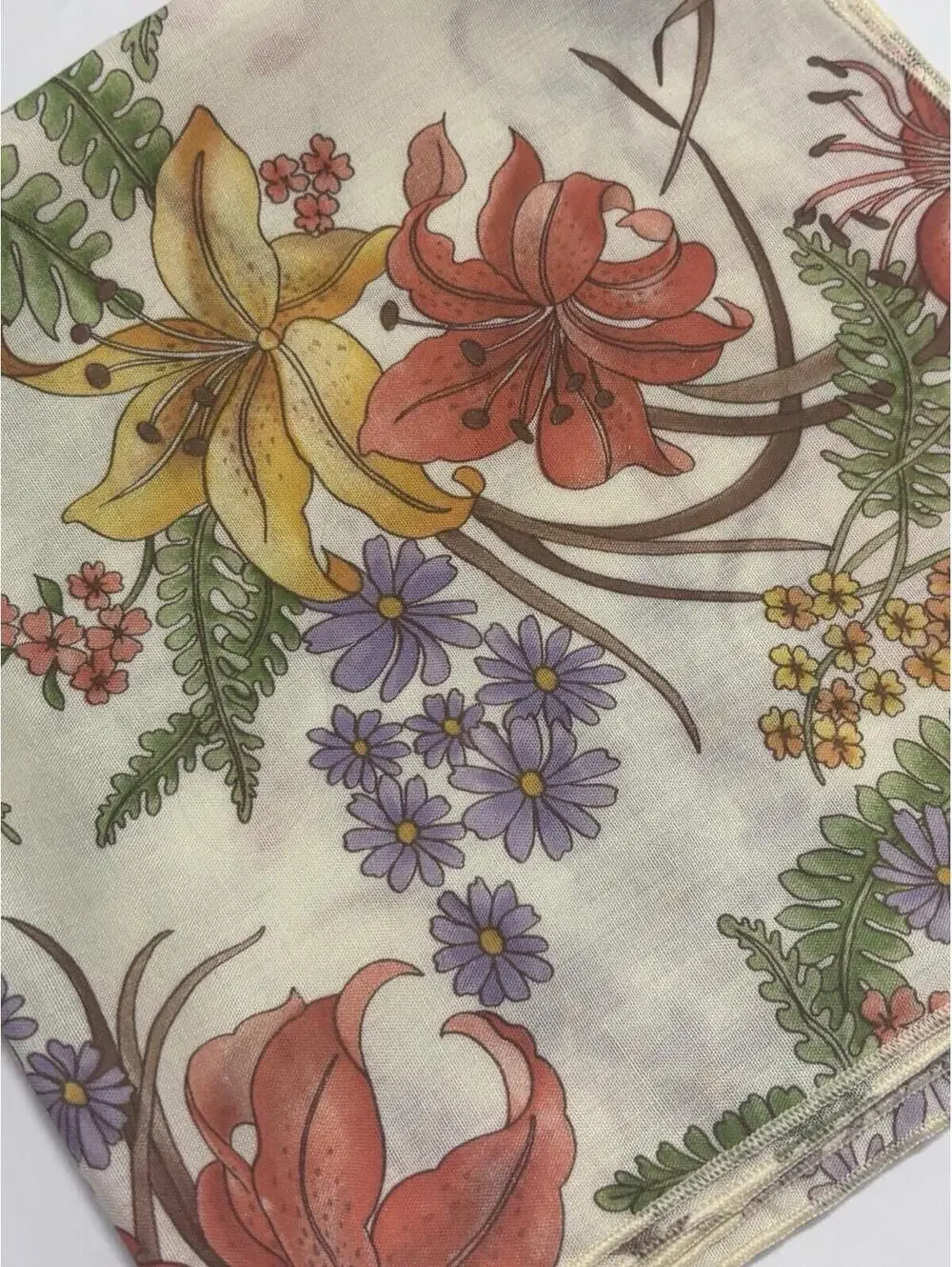 Vintage Handmade Floral 4 Quilted Placemats & 4 Cloth Napkins Printine Condition
